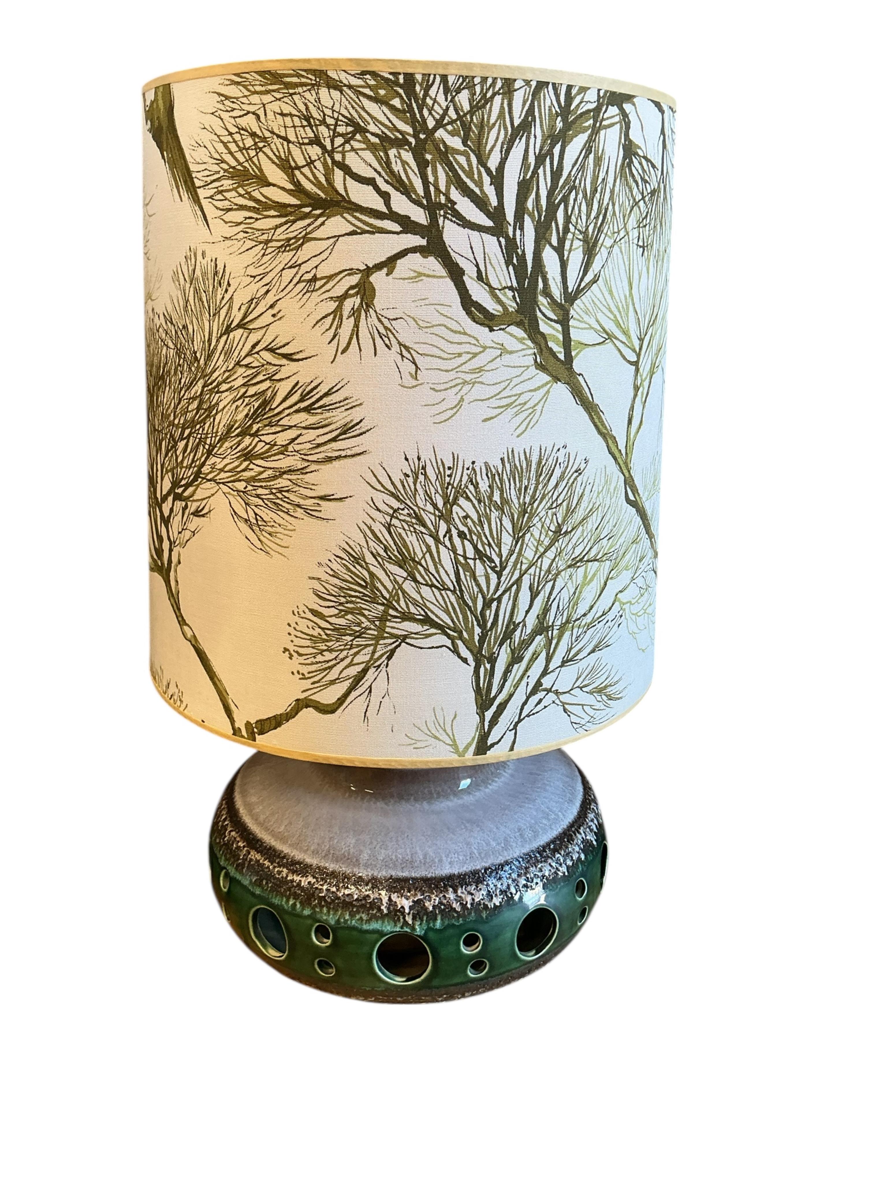 A mid century German pottery table lamp, height including shade 56cm